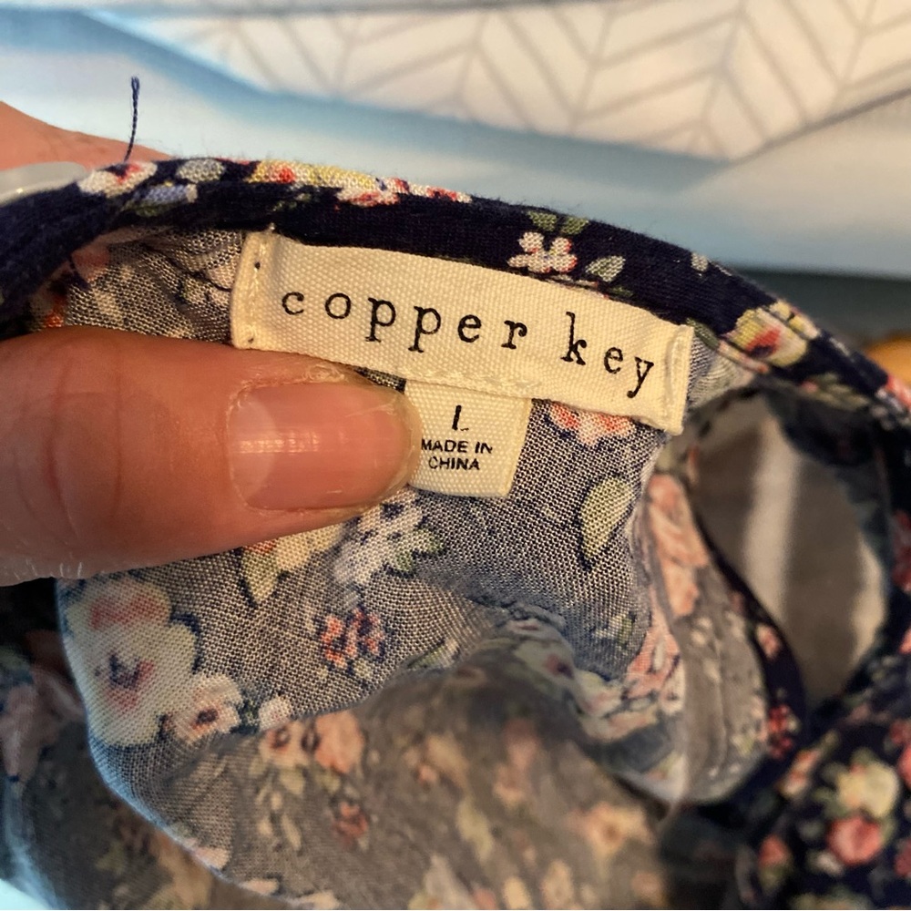 Copper Key Floral Sleeveless Jumpsuit w/ Pockets Women’s Large - Picture 5 of 6
